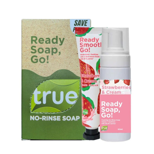 GIFT BUNDLE - STRAWBERRIES AND CREAM NO RINSE SOAP AND HAND CREAM PAIR
