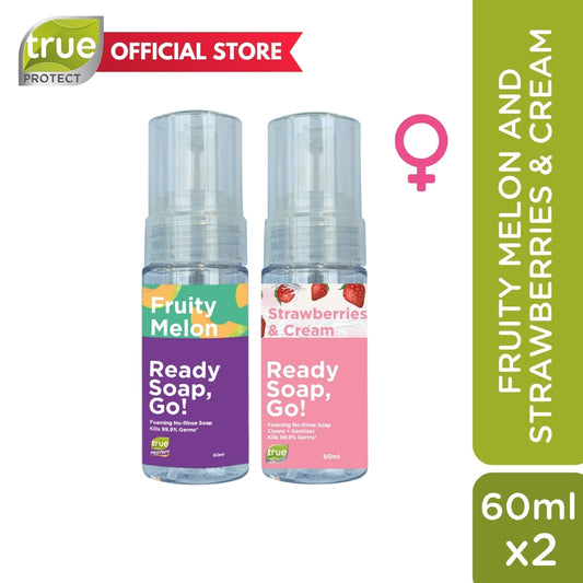 READY SOAP, GO! NO RINSE SOAP 60ML BUNDLE FRUITY MELON AND STRAWBERRIES AND CREAM