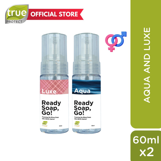 READY SOAP, GO! NO RINSE SOAP 60ML BUNDLE AQUA AND LUXE